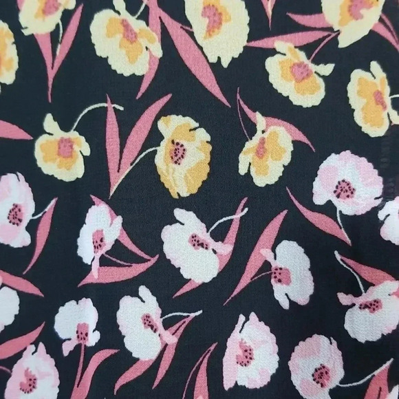 {Ann Taylor Factory} Floral Print Polyester Ruffled Blouse - Picture 10 of 14